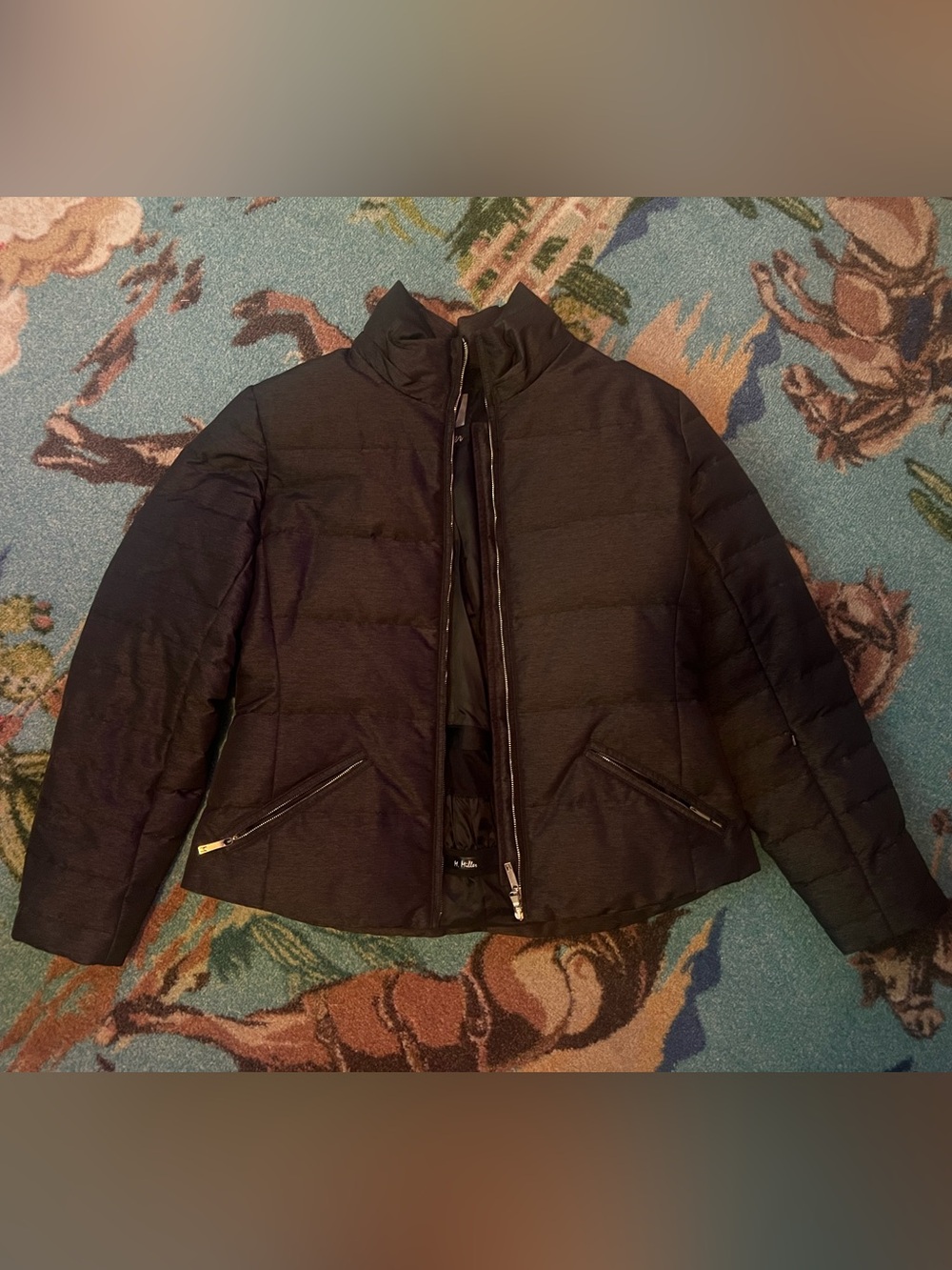 Women's Black Quilted Ski Jacket with Zip Pockets